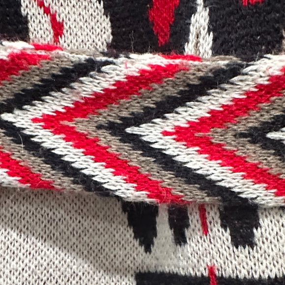 Anthropologie Moth Black and Red Aztec Patterned Sweater Coat - Picture 5 of 10